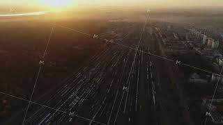 Aerial View. Railway Sorting Station. Many Freight Wagons and Railway Tracks at an Industrial