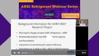 AHRI Refrigerant Webinar Series | 1: Air Conditioning Applications