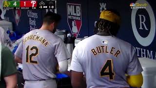 Oakland Athletics' Lawrence Butler hits home run into Phillies bullpen