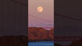 The October Supermoon rises above the Golden Gate Bridge in San Francisco. #moonrise #sanfrancisco