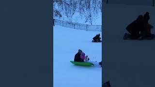 Snow + Sled = Fun time and good laugh. #sledding #snow