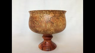 Wood turning - Stunning pedestal bowl out of Spalted Red Alder and Yew