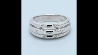 Layered 14k White Gold Band with Diamonds