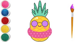 How to Draw a Cute Pineapple | Easy Step-by-Step Tutorial 🍍