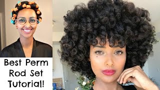 My Best Perm Rod Set Routine on Blown Out Natural Hair! ft Aunt Jackie's Foaming Mousse