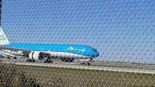 KLM royal dutch airlines Boeing 777-300ER landing at Chicago O'hare international airport