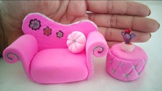 DIY How to Make Polymer Miniature Sofa for Barbie Dollhouse | Dollhouse Sofa | Clay Creations Ideas