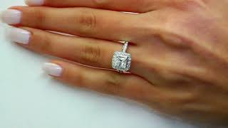 Princess Cut Diamond Engagement Halo Ring with Accents in White Gold (MVS0066-W)