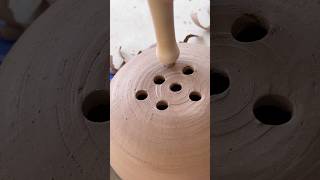 Adding holes to this berry bowl #pottery #ceramics #berrybowl #clay #oddlysatisfying #relaxing