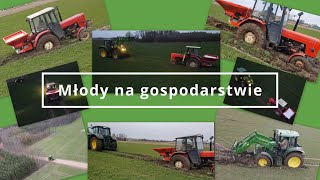 Młody na gospodarstwie  wyciąganie ciągnika z błota, nawóz 2023