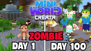 Mình cùng 2 đứa em sinh tồn 100 ngày Mini World ZOMBIE  Siêu Khó !!