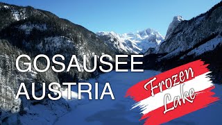 Vorderer Gosausee - Frozen Lake in Austria - 4K Drone in the Dachstein Mountains