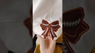 Football Stitch Side Bow Applique Side Split #machineembroidery #embroidery #football #bow