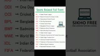 Sports related FULL FORM #Sports #sports #mostimportant #fullform #gkfacts #shortsvideo #viralreels