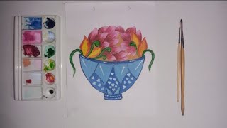 Flower Pot Easy Painting || Making Flower Pot Drawing #shorts