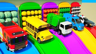 Service Vehicles Finger Family - Wall of Fruits| Wheels on the Bus +more Nursery Rhymes & Kids Songs