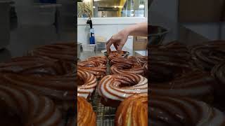 Glazing crullers - drip drip drip