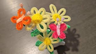 easy way to make butterfly and flower from pipe cleaner/ Butterfly 🦋 &  Flower 🌼