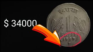 Rare 1999 India 1 Rupee Coin with Mint Mark Error and Extra Metal How could make a millioner 😱#asmr