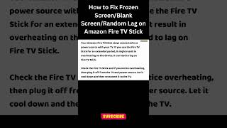 How to Fix Frozen Screen/Blank Screen/Random Lag #shorts #shortvideo #amazonfiretv