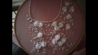 Whitework embroidery/Neckline embroidery for dresses and kurties/Hand embroidery.