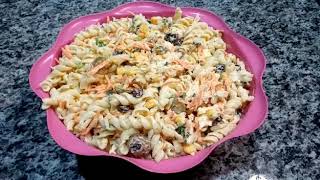 SALADA DE MACARRÃO FRIA COM MUSSARELA/SALADA DE MACARRÃO COM MAIONESE/FÁCIL E RÁPIDO DE FAZER