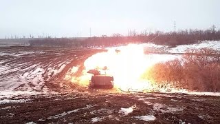 ДНР бьют с САУ Гвоздика по  Дебальцево 29 01 Донецк 15 War in Ukraine