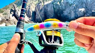 PESCA hacia la ORILLA con SEÑUELOS MINNOW || JERKBAIT || MEDIA AGUA en MAZATLAN SIN.