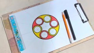 Geometric design in circle step by step | Easy design for beginners