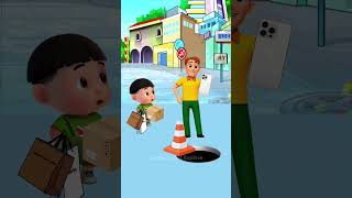 STOP!!! Do not play with your mobile phone while walking! #shorts #cartoon #family #comedy