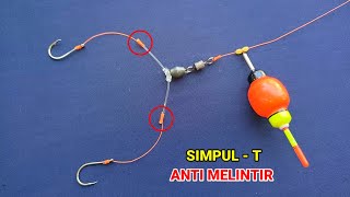 Rangkaian pancing simpul T Anti melintir