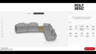 Roomle 3D & AR Visual Configurator Reference: Rolf Benz 3D Sofa Configurator Use Case