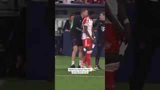 Bayern Munich’s staff had to stop Alphonso Davies from entering the pitch with the wrong shirt on