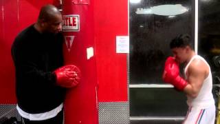 Sabir training Mario "Lil Giant" Leon 10