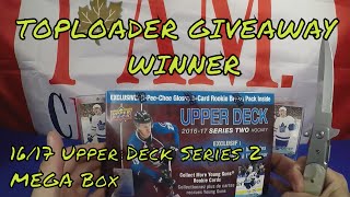 16/17 UD S2 MEGA BOX Break, Toploader Giveaway, opc glossy RC, upperdeck, hockey cards