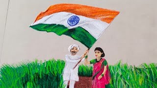 Independence🇮🇳Day Rangoli |🧡🤍💚15 August Rangoli | Farmer Rangoli | Republic day rangoli