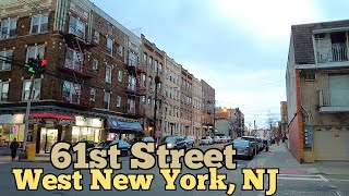 Walking on 61st Street in West New York, New Jersey, USA | Park Ave to J F Kennedy Blvd