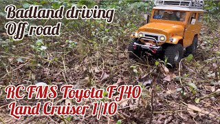 4K video RC FMS Toyota FJ40 Land Cruiser 1/10 1/6 figure Badland driving off road rally