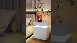 LIKIMIO Modern Nightstand with LED Light & Wireless Charging💝