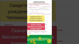 Декларация-свидетельство о рождении Живого Человека (ребёнка) ©