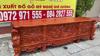 Kệ Tivi Hoàng Gia louis Nguyên khối gỗ hương đá #furniture #woodworking #fyp