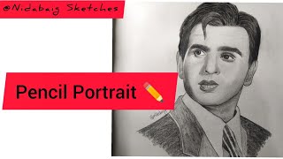 Tribute Dillip Kumar Video //   Pencil Portrait ✏️// @Nidabaig Sketches