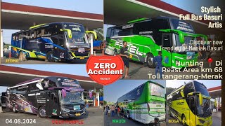 BASURI bus artis full Telolet🥳🎺FADEL MAUDI" & Team,Hunting📍di reast area km 68 toll tangerang-merak