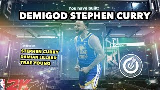 NBA 2K21 LEGENDARY Stephen Curry DEMIGOD Build! BEST Offensive Point Guard Speed Boosting SHARP 2K21