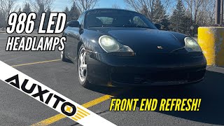 986 Porsche Auxito LED headlamp upgrade - 2000 Boxster 987 cayman front end facelift mod install