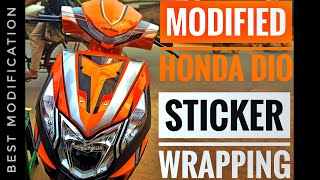 BEST MODIFIED HONDA DIO 🔥 || HONDA DIO ORANGE EDITION MODIFIED || STICKER WRAPPING ONLY||