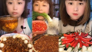 Crispy Giant Shrimp Cutlets | Garlic chili eating show | spicy hot pot with alots off chili 🌶️🔥🥵