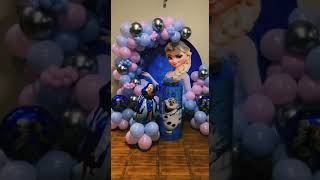 Frozen theme with adorable Balloons colors Baby girl setup @diycelebrations3515