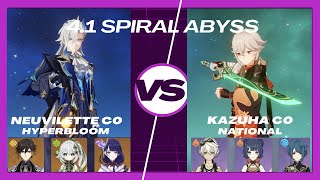 CO Neuvilette Hyperbloom & C0 Kazuha National Gameplay | Spiral Abyss 4.1 | Genshin Impact