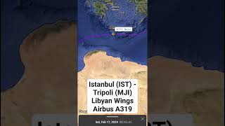 Istanbul (IST) - Tripoli (MJI) Libyan Wings Airbus A319 #shorts